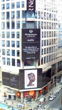 The Aging Myth makes an appearance in Times Square in New York City!